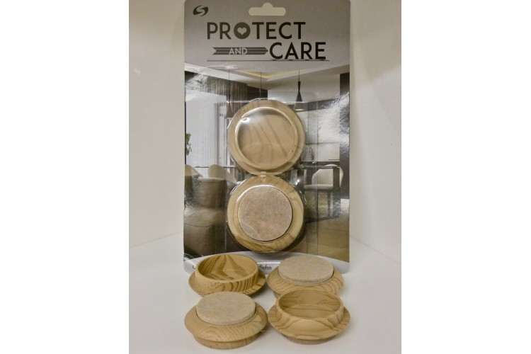 Wood-effect Castor Cups – 44mm – STR03